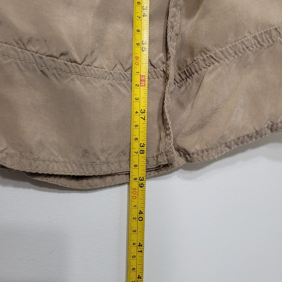 Jean Paul Barlin Tan Double Breasted Silky Neck Tie Long Sleeve Belted Jacket - Picture 12 of 13